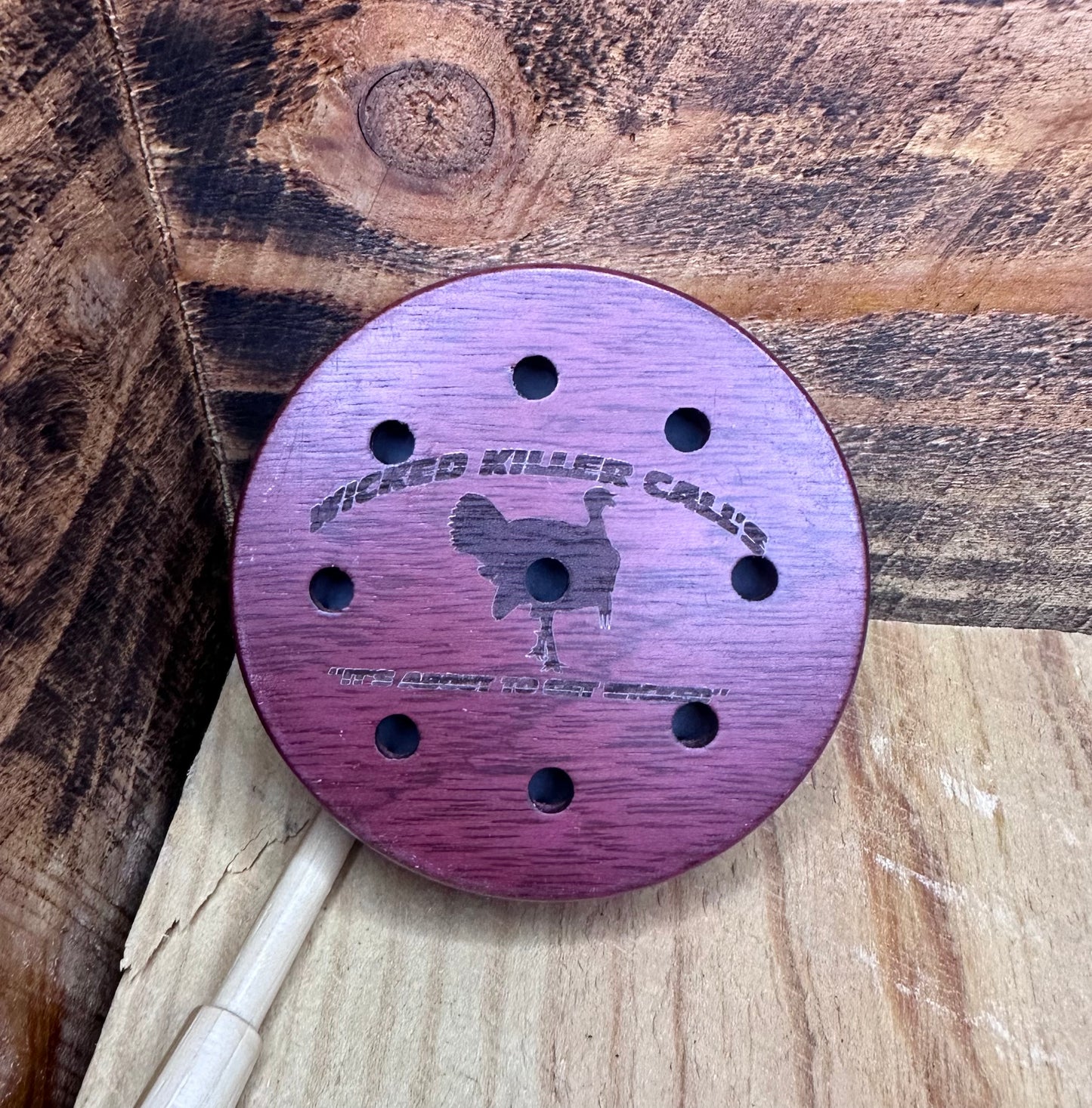 Pot Call: Purple Heart, Glass w/ Feather